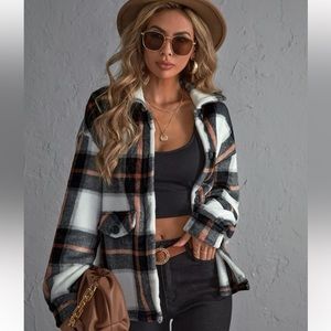 Plaid Print Drop Shoulder Jacket